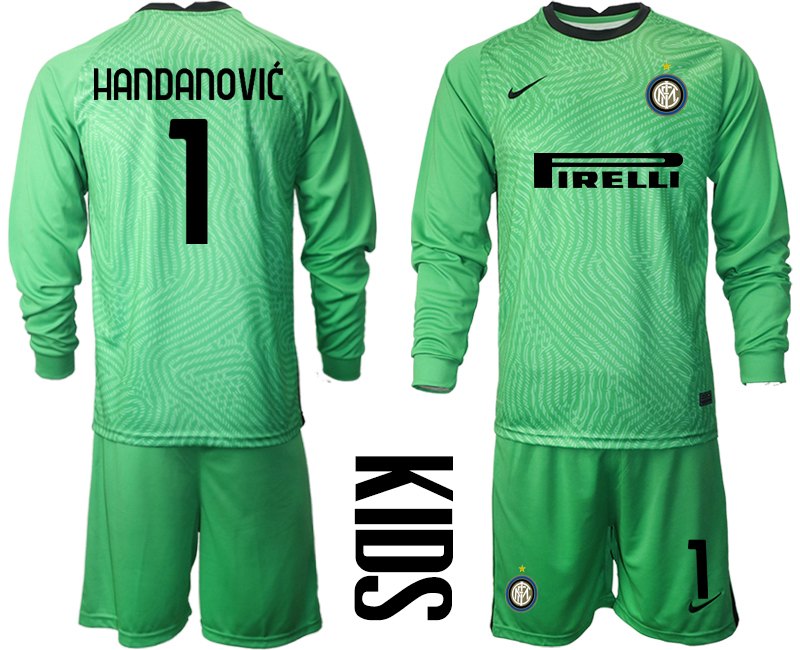 2021 Internazionale green goalkeeper long sleeve youth #1 soccer jerseys->customized soccer jersey->Custom Jersey